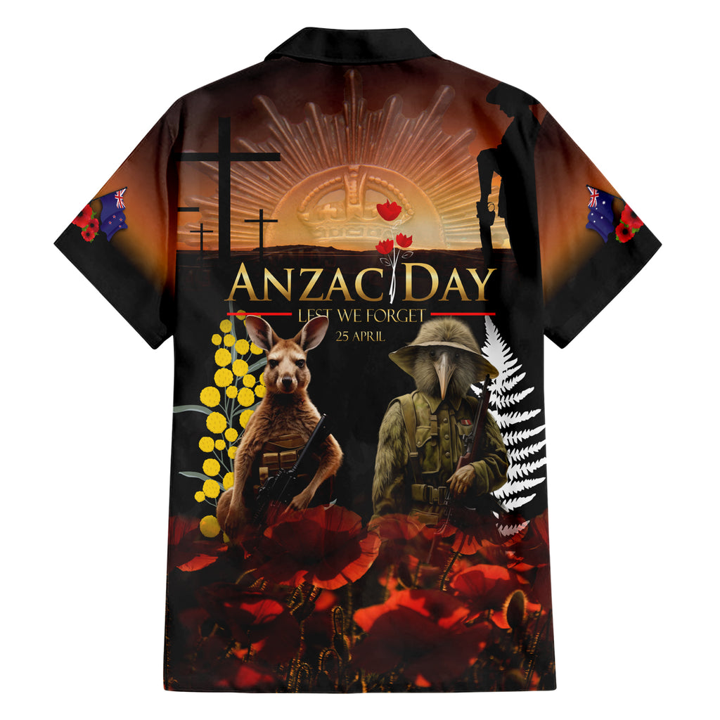 New Zealand and Australia ANZAC Day Hawaiian Shirt Kiwi Bird and Kangaroo Soldier