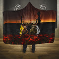 New Zealand and Australia ANZAC Day Hooded Blanket Kiwi Bird and Kangaroo Soldier