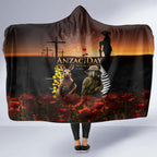 New Zealand and Australia ANZAC Day Hooded Blanket Kiwi Bird and Kangaroo Soldier