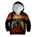 New Zealand and Australia ANZAC Day Kid Hoodie Kiwi Bird and Kangaroo Soldier