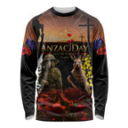 New Zealand and Australia ANZAC Day Long Sleeve Shirt Kiwi Bird and Kangaroo Soldier