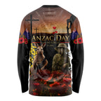 New Zealand and Australia ANZAC Day Long Sleeve Shirt Kiwi Bird and Kangaroo Soldier