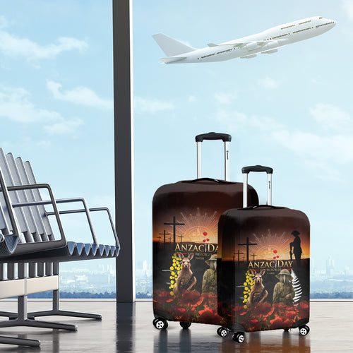 New Zealand and Australia ANZAC Day Luggage Cover Kiwi Bird and Kangaroo Soldier