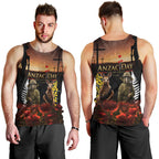 New Zealand and Australia ANZAC Day Men Tank Top Kiwi Bird and Kangaroo Soldier