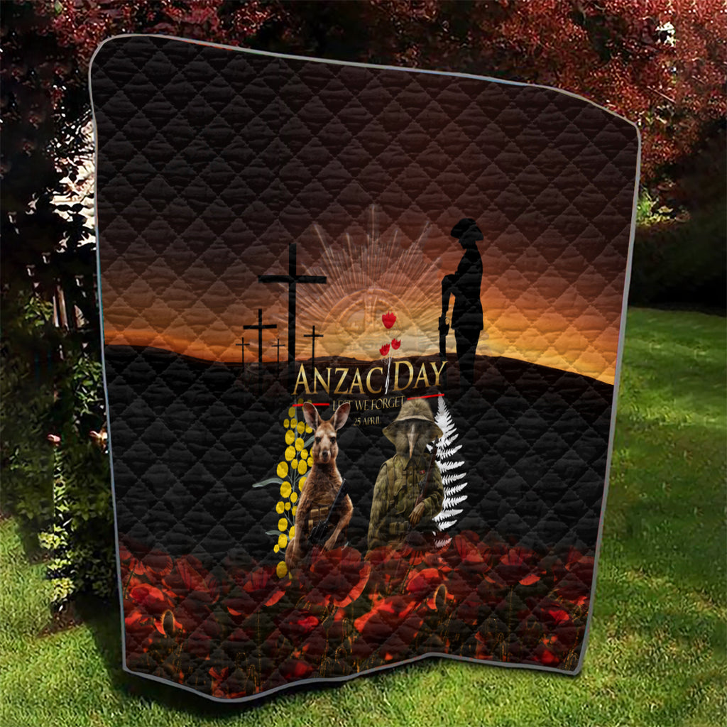 New Zealand and Australia ANZAC Day Quilt Kiwi Bird and Kangaroo Soldier
