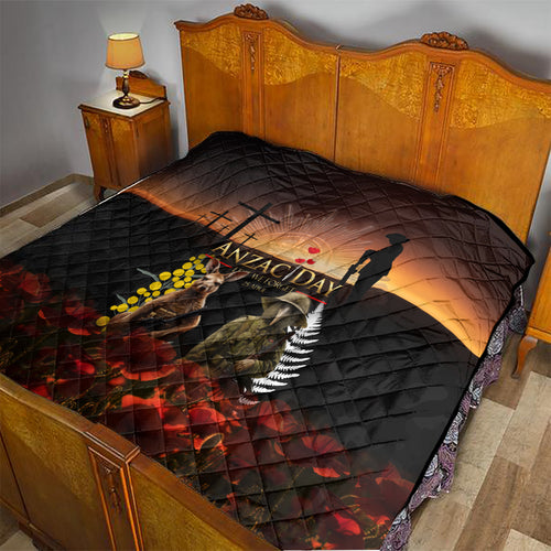 New Zealand and Australia ANZAC Day Quilt Kiwi Bird and Kangaroo Soldier
