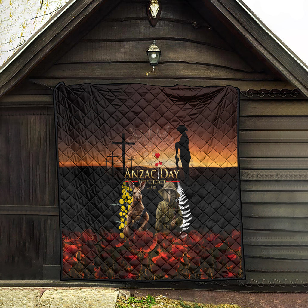 New Zealand and Australia ANZAC Day Quilt Kiwi Bird and Kangaroo Soldier