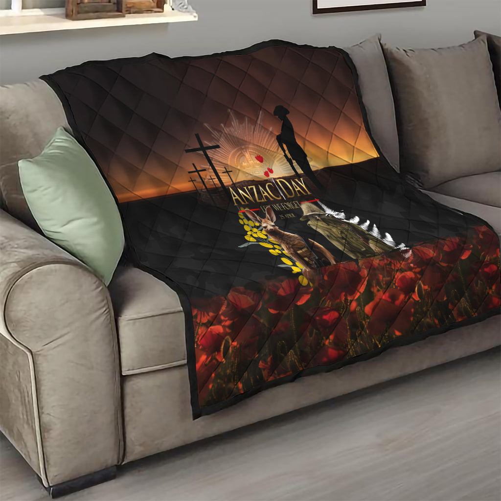 New Zealand and Australia ANZAC Day Quilt Kiwi Bird and Kangaroo Soldier