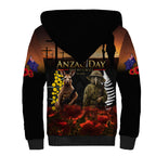 New Zealand and Australia ANZAC Day Sherpa Hoodie Kiwi Bird and Kangaroo Soldier