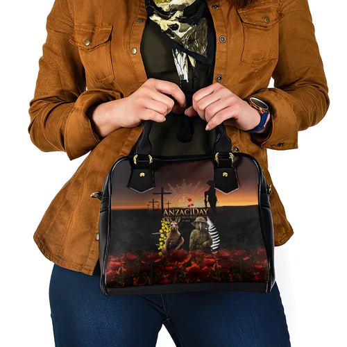New Zealand and Australia ANZAC Day Shoulder Handbag Kiwi Bird and Kangaroo Soldier