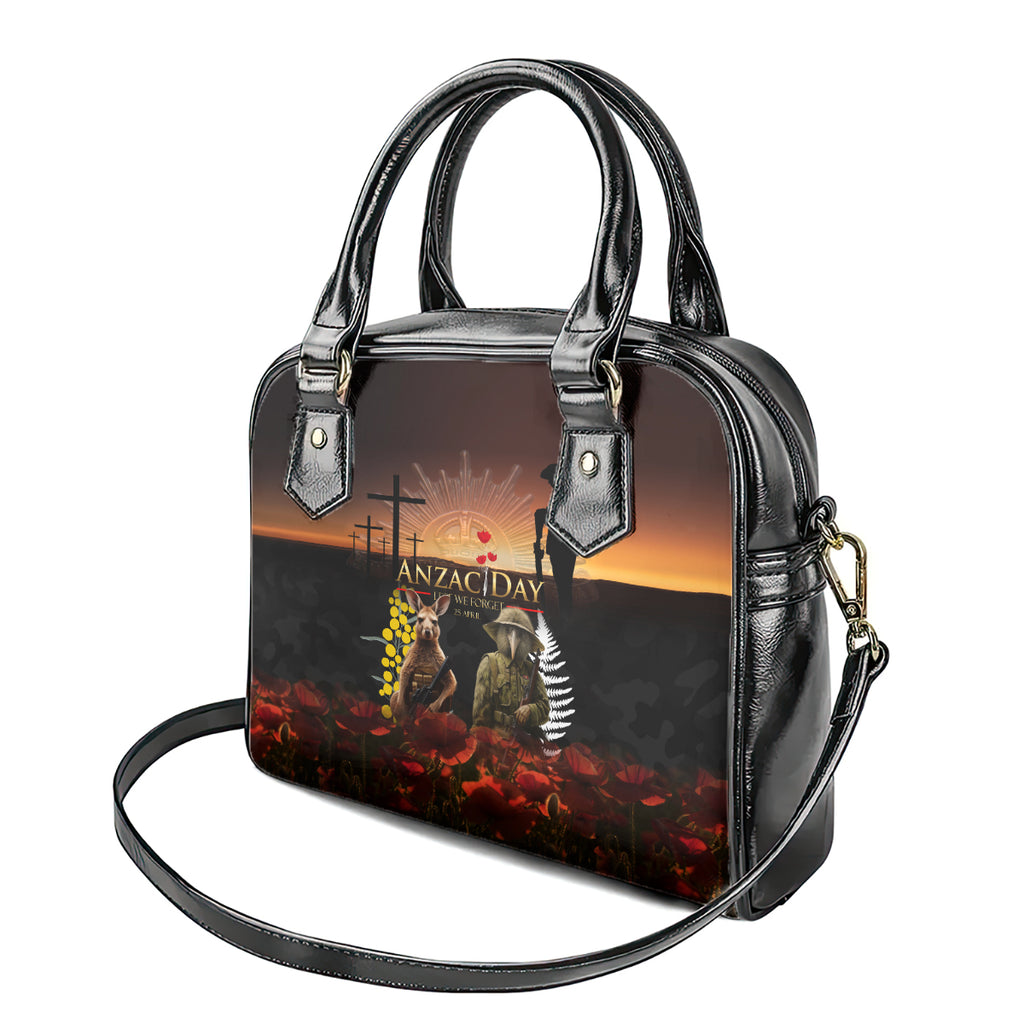 New Zealand and Australia ANZAC Day Shoulder Handbag Kiwi Bird and Kangaroo Soldier