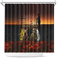 New Zealand and Australia ANZAC Day Shower Curtain Kiwi Bird and Kangaroo Soldier