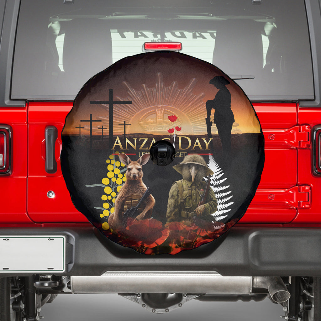 New Zealand and Australia ANZAC Day Spare Tire Cover Kiwi Bird and Kangaroo Soldier