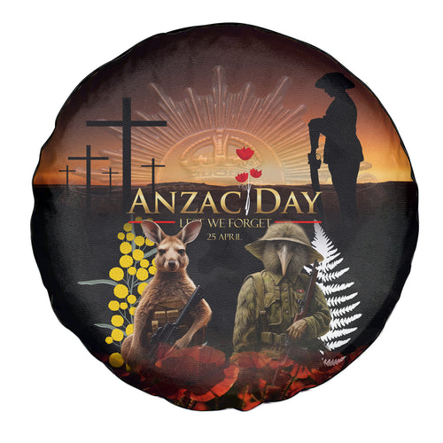 New Zealand and Australia ANZAC Day Spare Tire Cover Kiwi Bird and Kangaroo Soldier