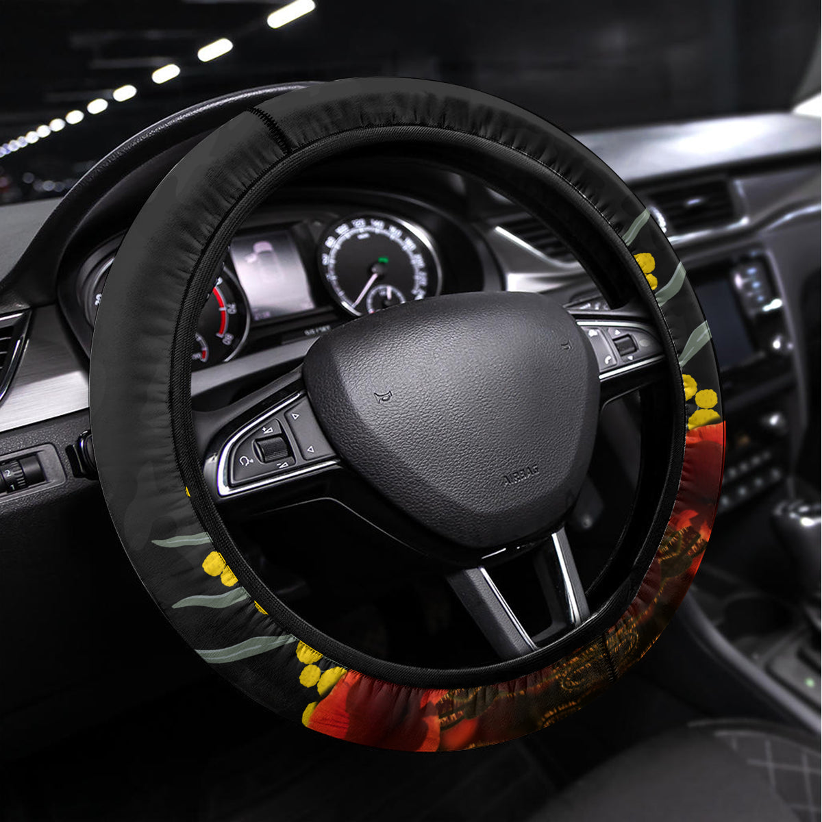 New Zealand and Australia ANZAC Day Steering Wheel Cover Kiwi Bird and Kangaroo Soldier