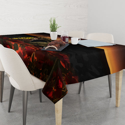 New Zealand and Australia ANZAC Day Tablecloth Kiwi Bird and Kangaroo Soldier