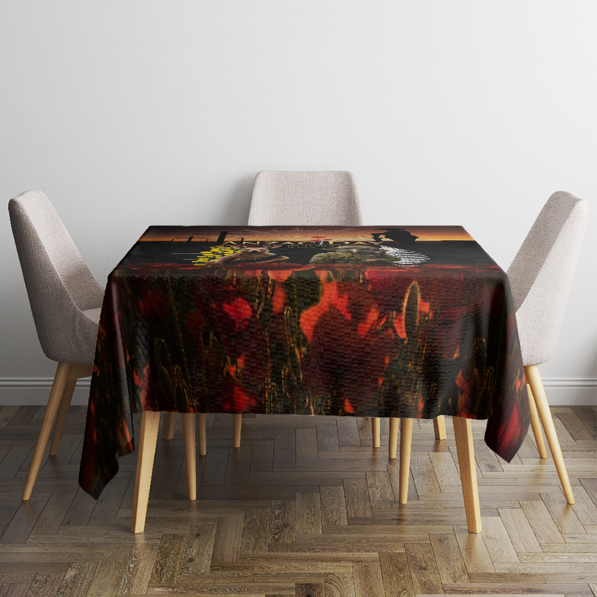 New Zealand and Australia ANZAC Day Tablecloth Kiwi Bird and Kangaroo Soldier