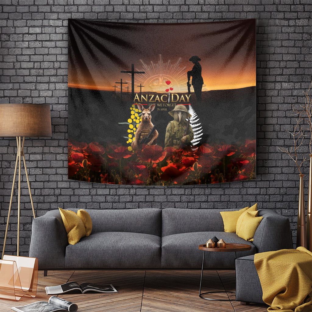 New Zealand and Australia ANZAC Day Tapestry Kiwi Bird and Kangaroo Soldier