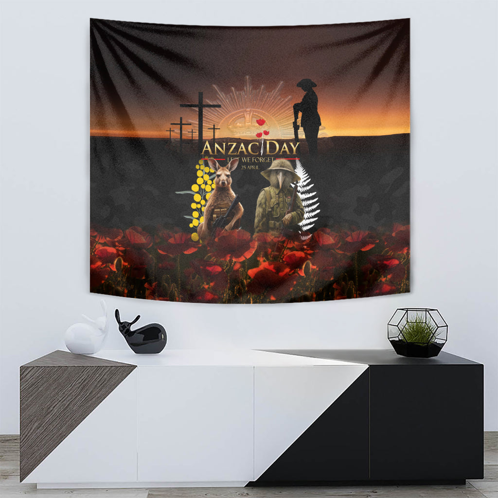 New Zealand and Australia ANZAC Day Tapestry Kiwi Bird and Kangaroo Soldier