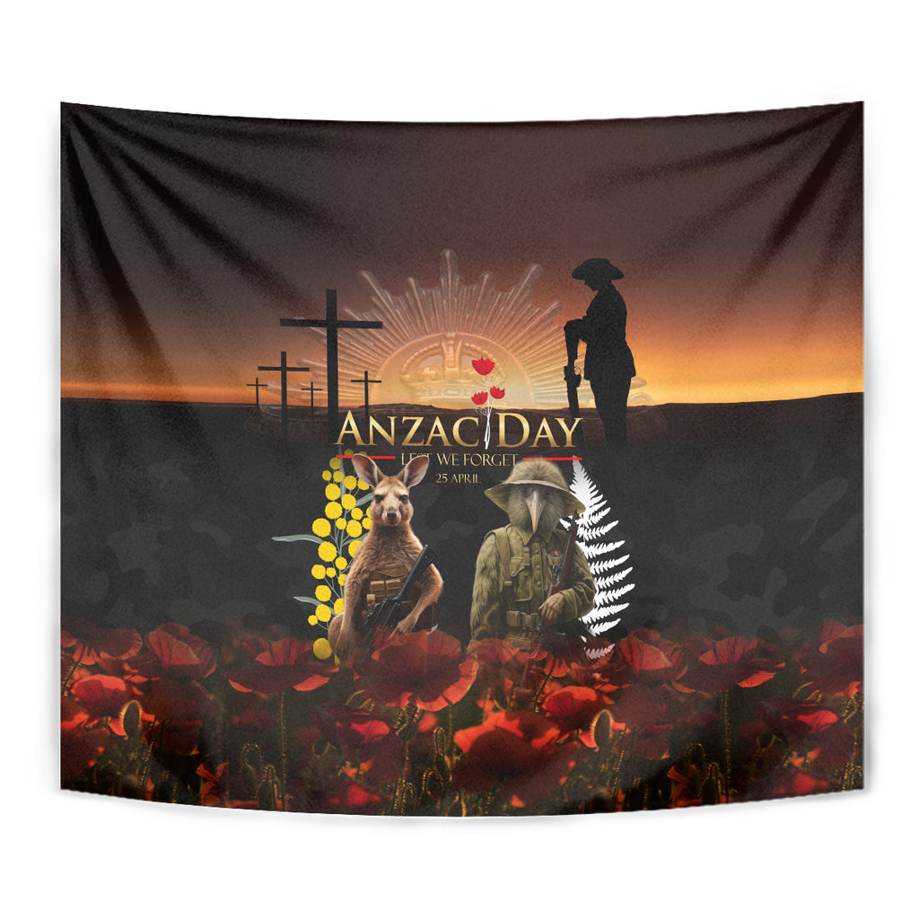 New Zealand and Australia ANZAC Day Tapestry Kiwi Bird and Kangaroo Soldier