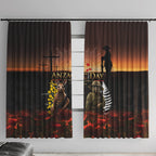 New Zealand and Australia ANZAC Day Window Curtain Kiwi Bird and Kangaroo Soldier