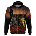 New Zealand and Australia ANZAC Day Zip Hoodie Kiwi Bird and Kangaroo Soldier