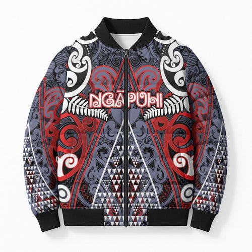 Personalised Aotearoa Iwi Ngapuhi Bomber Puffer Jacket Maori Motif Tribal