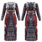 Personalised Aotearoa Iwi Ngapuhi Couples Matching Long Sleeve Bodycon Dress and Hawaiian Shirt Maori Motif Tribal