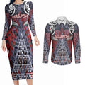 Personalised Aotearoa Iwi Ngapuhi Couples Matching Long Sleeve Bodycon Dress and Long Sleeve Button Shirt Maori Motif Tribal