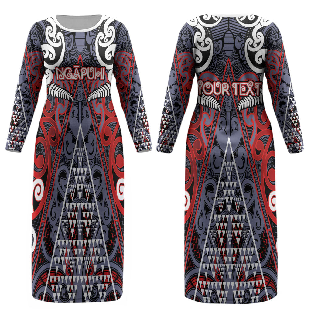 Personalised Aotearoa Iwi Ngapuhi Couples Matching Long Sleeve Bodycon Dress and Long Sleeve Button Shirt Maori Motif Tribal