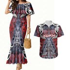Personalised Aotearoa Iwi Ngapuhi Couples Matching Mermaid Dress and Hawaiian Shirt Maori Motif Tribal