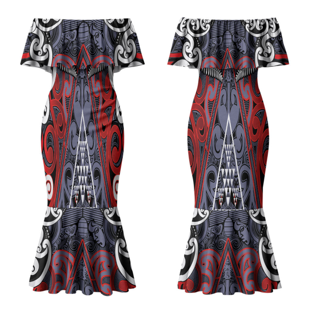 Personalised Aotearoa Iwi Ngapuhi Couples Matching Mermaid Dress and Hawaiian Shirt Maori Motif Tribal