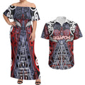 Personalised Aotearoa Iwi Ngapuhi Couples Matching Off Shoulder Maxi Dress and Hawaiian Shirt Maori Motif Tribal