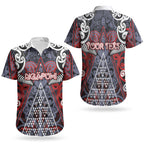 Personalised Aotearoa Iwi Ngapuhi Couples Matching Off Shoulder Maxi Dress and Hawaiian Shirt Maori Motif Tribal
