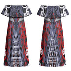 Personalised Aotearoa Iwi Ngapuhi Couples Matching Off Shoulder Maxi Dress and Long Sleeve Button Shirt Maori Motif Tribal