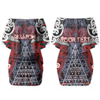 Personalised Aotearoa Iwi Ngapuhi Couples Matching Off Shoulder Short Dress and Hawaiian Shirt Maori Motif Tribal