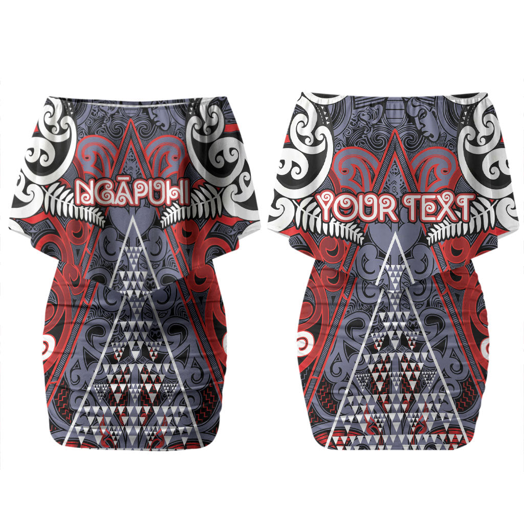 Personalised Aotearoa Iwi Ngapuhi Couples Matching Off Shoulder Short Dress and Hawaiian Shirt Maori Motif Tribal
