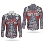 Personalised Aotearoa Iwi Ngapuhi Couples Matching Off Shoulder Short Dress and Long Sleeve Button Shirt Maori Motif Tribal