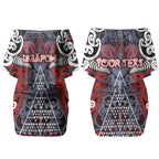 Personalised Aotearoa Iwi Ngapuhi Couples Matching Off Shoulder Short Dress and Long Sleeve Button Shirt Maori Motif Tribal
