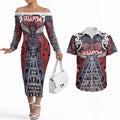 Personalised Aotearoa Iwi Ngapuhi Couples Matching Off The Shoulder Long Sleeve Dress and Hawaiian Shirt Maori Motif Tribal
