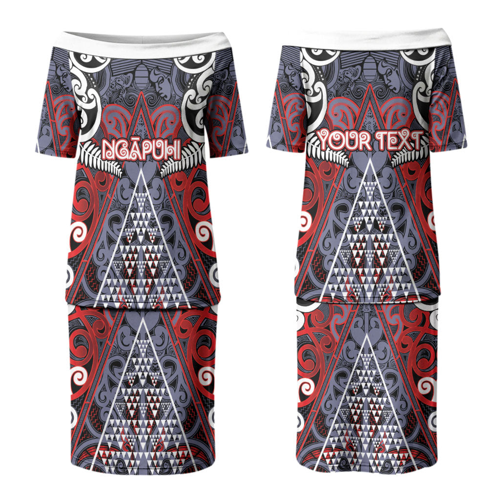 Personalised Aotearoa Iwi Ngapuhi Couples Matching Puletasi and Hawaiian Shirt Maori Motif Tribal