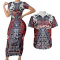 Personalised Aotearoa Iwi Ngapuhi Couples Matching Short Sleeve Bodycon Dress and Hawaiian Shirt Maori Motif Tribal