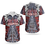 Personalised Aotearoa Iwi Ngapuhi Couples Matching Short Sleeve Bodycon Dress and Hawaiian Shirt Maori Motif Tribal