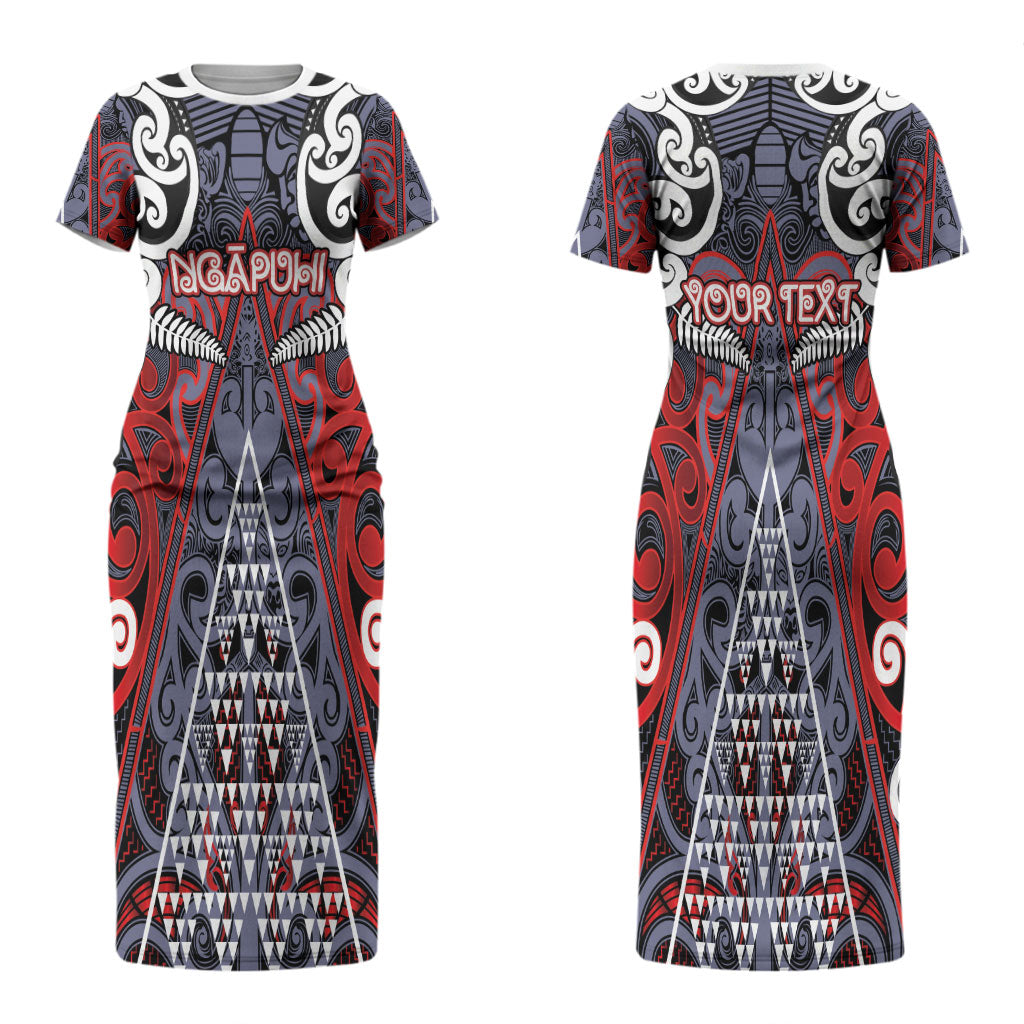 Personalised Aotearoa Iwi Ngapuhi Couples Matching Short Sleeve Bodycon Dress and Hawaiian Shirt Maori Motif Tribal
