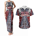 Personalised Aotearoa Iwi Ngapuhi Couples Matching Tank Maxi Dress and Hawaiian Shirt Maori Motif Tribal