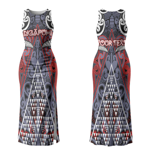 Personalised Aotearoa Iwi Ngapuhi Couples Matching Tank Maxi Dress and Long Sleeve Button Shirt Maori Motif Tribal