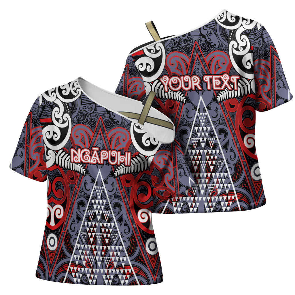 Personalised Aotearoa Iwi Ngapuhi Cross Shoulder Shirt Maori Motif Tribal