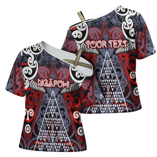 Personalised Aotearoa Iwi Ngapuhi Cross Shoulder Shirt Maori Motif Tribal