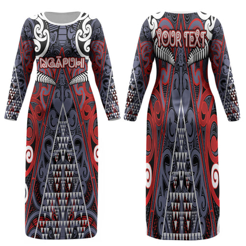 Personalised Aotearoa Iwi Ngapuhi Family Matching Long Sleeve Bodycon Dress and Hawaiian Shirt Maori Motif Tribal