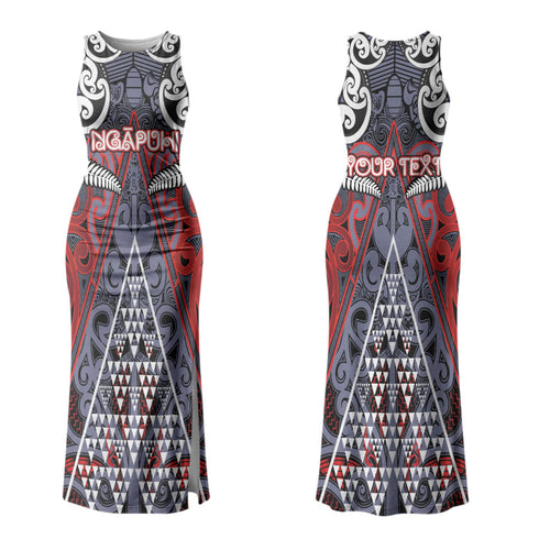 Personalised Aotearoa Iwi Ngapuhi Family Matching Tank Maxi Dress and Hawaiian Shirt Maori Motif Tribal